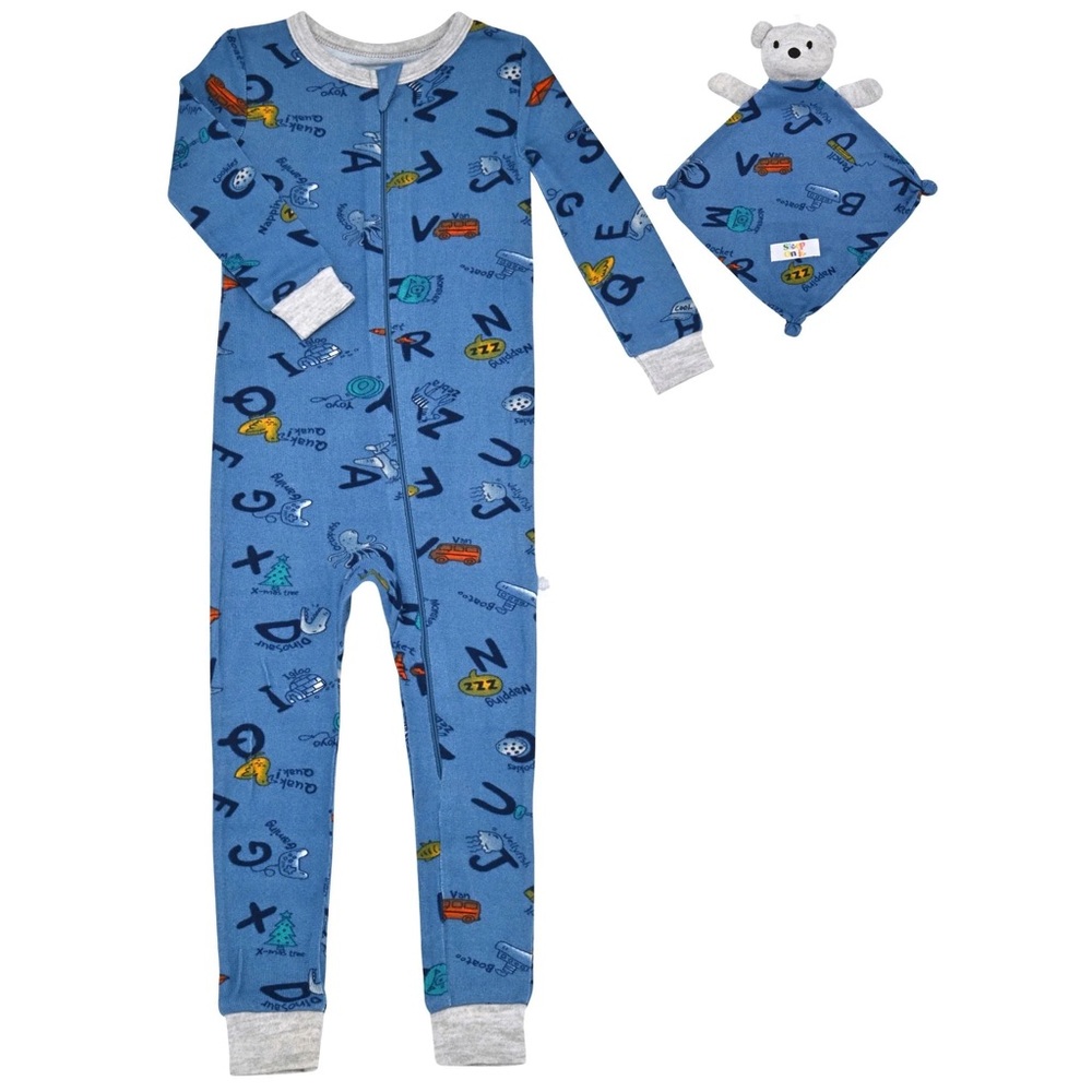 Sleep On It Alphabet Print Pajamas with Matching Lovey NWT